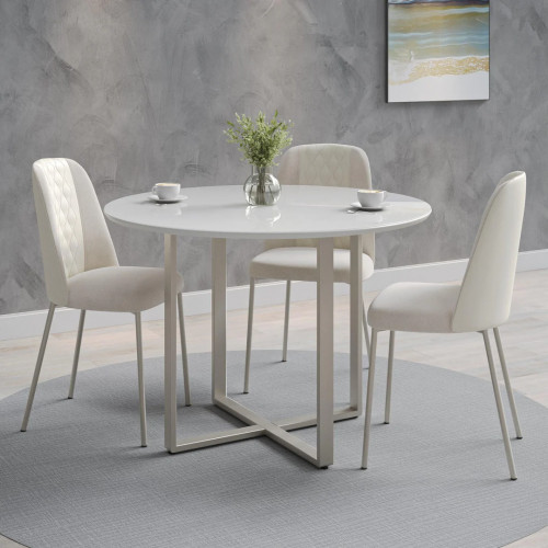 MESA ARCADIA REDONDA 1080 OFFWHITE FOSCO CHAMPANHE