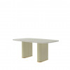 MESA LINTZ 1 8  VIDRO OFFWHITE FOSCO TECIDO BEGE