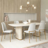 MESA LINTZ 1 8  VIDRO OFFWHITE FOSCO TECIDO BEGE