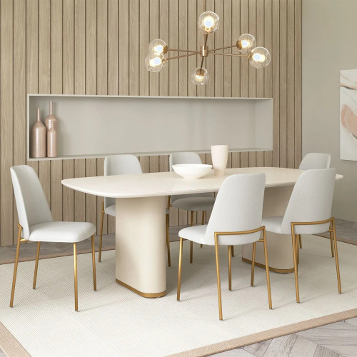 MESA LINTZ 1 8  VIDRO OFFWHITE FOSCO TECIDO BEGE