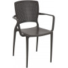 CADEIRA PLASTICA MONOBLOCO COM BRACOS SAFIRA MARRO