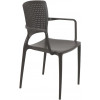 CADEIRA PLASTICA MONOBLOCO COM BRACOS SAFIRA MARRO