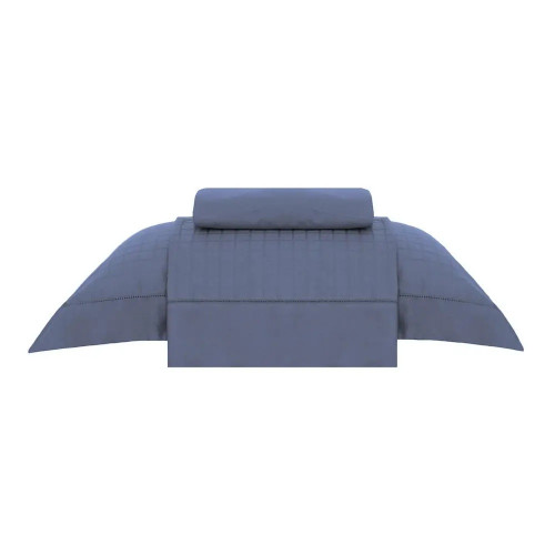 JOGO DE CAMA SOLTEIRO DAMASK SQUARE COR AZUL      