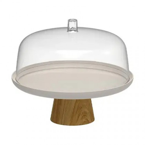 BOLEIRA COM CUPULA E PE  25CM LUME BEGE FECHADO