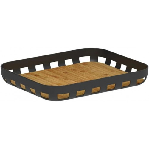 BANDEJA DE SERVIR RETANGULAR LUME PRETO FECHADO   