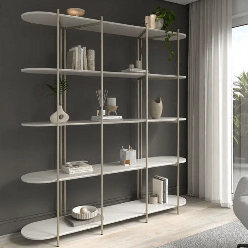 ESTANTE ENYA OFFWHITE FOSCO CHAMPANHE              ESTANTE ENYA OFFWHITE FOSCO CHAMPANHE